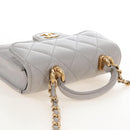 CHANEL Matelasse Chain Shoulder Pouch Lamb Skin 2way Gray Gold CC Auth 210693M-6