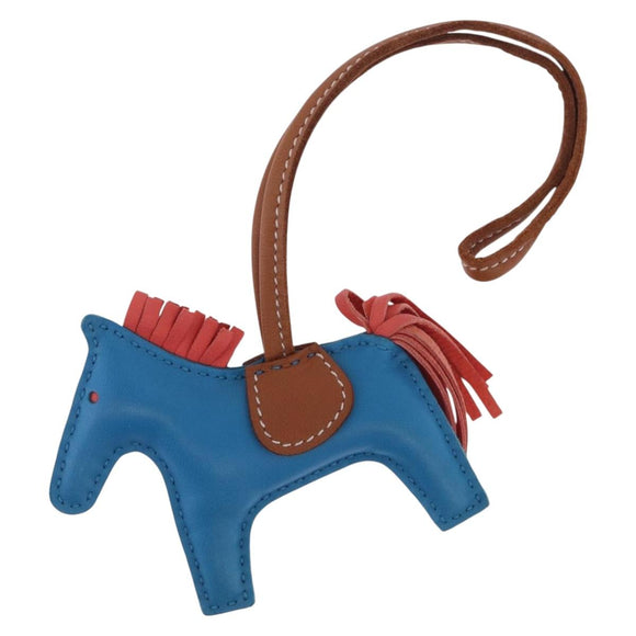 HERMES Rodeo PM Bag Charm Leather Blue Auth 210694M