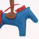 HERMES Rodeo PM Bag Charm Leather Blue Auth 210694M-10