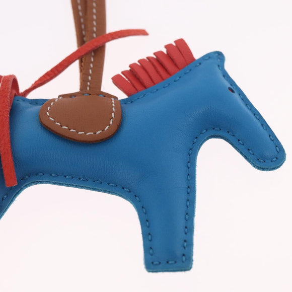 HERMES Rodeo PM Bag Charm Leather Blue Auth 210694M