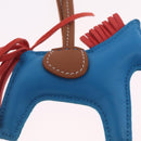 HERMES Rodeo PM Bag Charm Leather Blue Auth 210694M-11