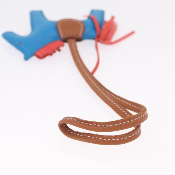 HERMES Rodeo PM Bag Charm Leather Blue Auth 210694M