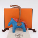 HERMES Rodeo PM Bag Charm Leather Blue Auth 210694M-18