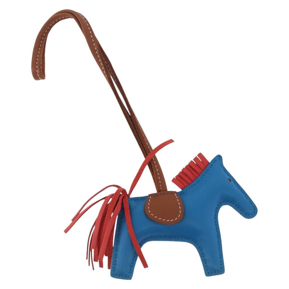 HERMES Rodeo PM Bag Charm Leather Blue Auth 210694M