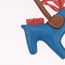 HERMES Rodeo PM Bag Charm Leather Blue Auth 210694M-4