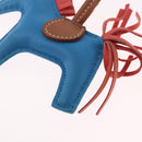 HERMES Rodeo PM Bag Charm Leather Blue Auth 210694M-7