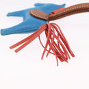 HERMES Rodeo PM Bag Charm Leather Blue Auth 210694M-8