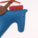 HERMES Rodeo PM Bag Charm Leather Blue Auth 210694M-9