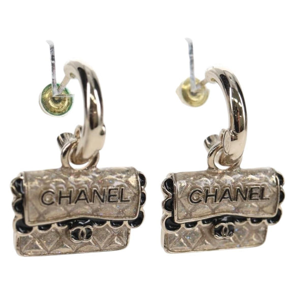 CHANEL Pierce Earring metal Silver CC Auth 210696M
