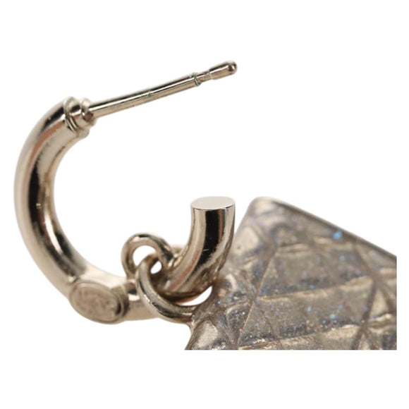 CHANEL Pierce Earring metal Silver CC Auth 210696M