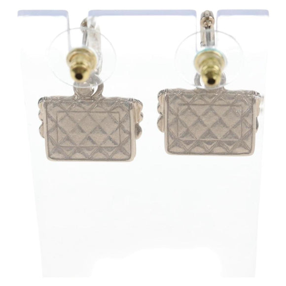 CHANEL Pierce Earring metal Silver CC Auth 210696M