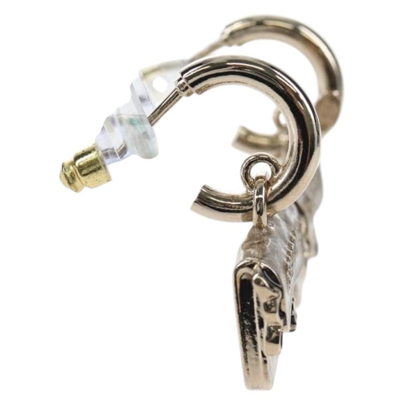CHANEL Pierce Earring metal Silver CC Auth 210696M