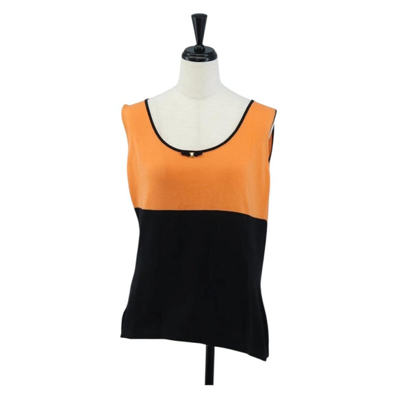 Salvatore Ferragamo Knitted Fabrics cotton M Orange Black Auth 210702A