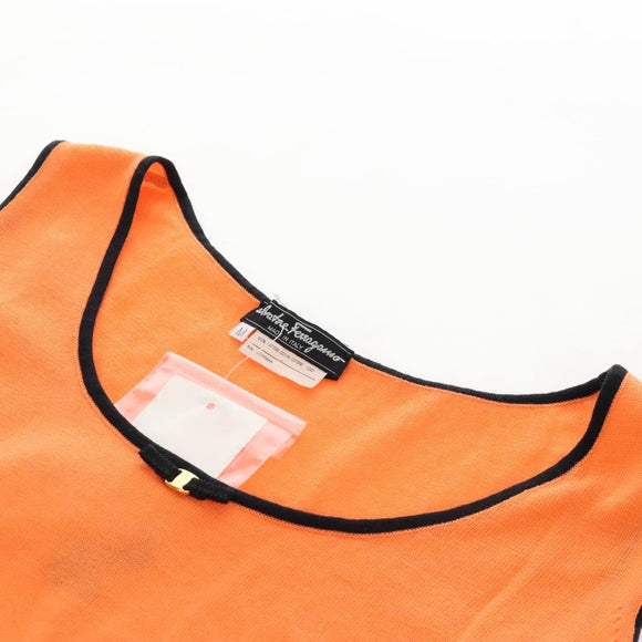 Salvatore Ferragamo Knitted Fabrics cotton M Orange Black Auth 210702A