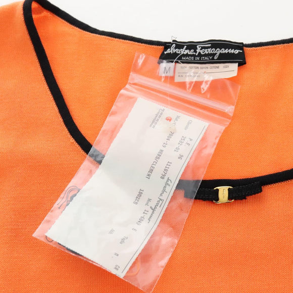 Salvatore Ferragamo Knitted Fabrics cotton M Orange Black Auth 210702A