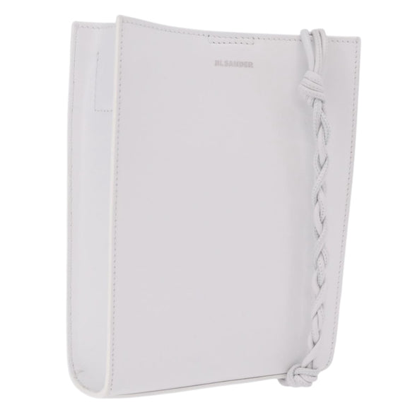 Jil Sander Shoulder Bag Leather White Silver Auth 210706A