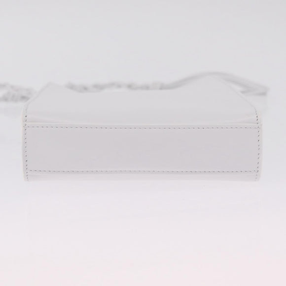 Jil Sander Shoulder Bag Leather White Silver Auth 210706A