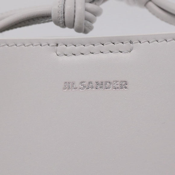 Jil Sander Shoulder Bag Leather White Silver Auth 210706A