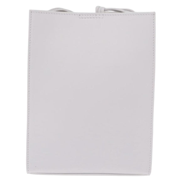 Jil Sander Shoulder Bag Leather White Silver Auth 210706A