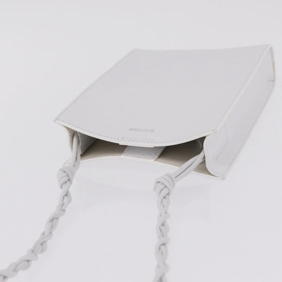 Jil Sander Shoulder Bag Leather White Silver Auth 210706A