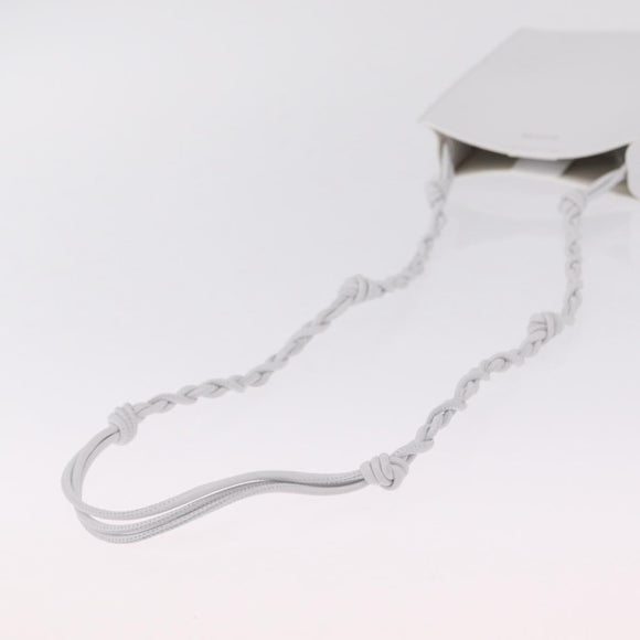Jil Sander Shoulder Bag Leather White Silver Auth 210706A