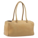 PRADA Hand Bag Leather Beige Gold Auth 210708-1