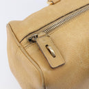 PRADA Hand Bag Leather Beige Gold Auth 210708-18