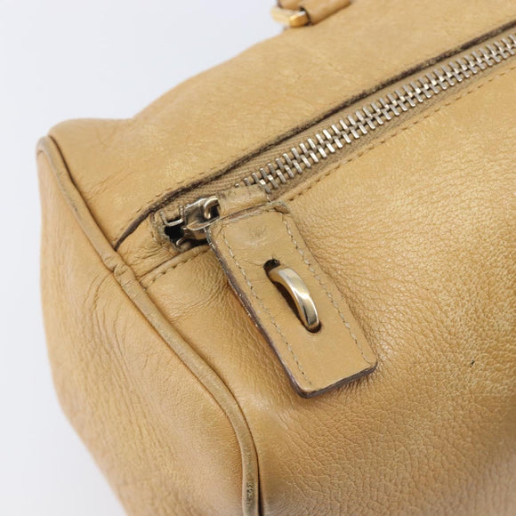 PRADA Hand Bag Leather Beige Gold Auth 210708