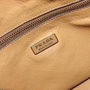PRADA Hand Bag Leather Beige Gold Auth 210708-19