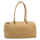 PRADA Hand Bag Leather Beige Gold Auth 210708-2
