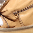 PRADA Hand Bag Leather Beige Gold Auth 210708-23
