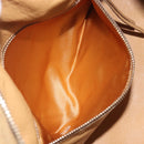 PRADA Hand Bag Leather Beige Gold Auth 210708-25