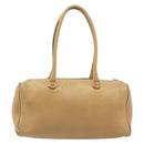 PRADA Hand Bag Leather Beige Gold Auth 210708-3