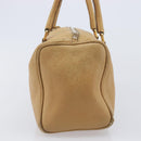 PRADA Hand Bag Leather Beige Gold Auth 210708-4
