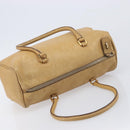 PRADA Hand Bag Leather Beige Gold Auth 210708-6