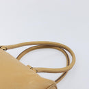 PRADA Hand Bag Leather Beige Gold Auth 210708-8
