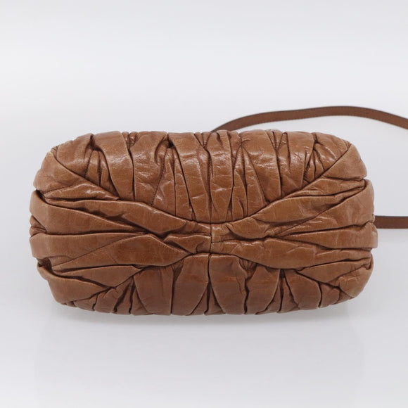 Miu Miu Matelasse Hand Bag Vitellolux 2way Brown Gold Auth 210718V