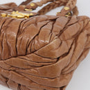 Miu Miu Matelasse Hand Bag Vitellolux 2way Brown Gold Auth 210718V-12