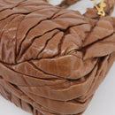 Miu Miu Matelasse Hand Bag Vitellolux 2way Brown Gold Auth 210718V-14