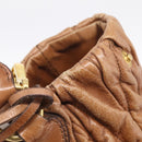 Miu Miu Matelasse Hand Bag Vitellolux 2way Brown Gold Auth 210718V-16