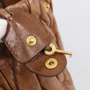 Miu Miu Matelasse Hand Bag Vitellolux 2way Brown Gold Auth 210718V-17