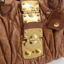 Miu Miu Matelasse Hand Bag Vitellolux 2way Brown Gold Auth 210718V-18