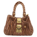 Miu Miu Matelasse Hand Bag Vitellolux 2way Brown Gold Auth 210718V-2