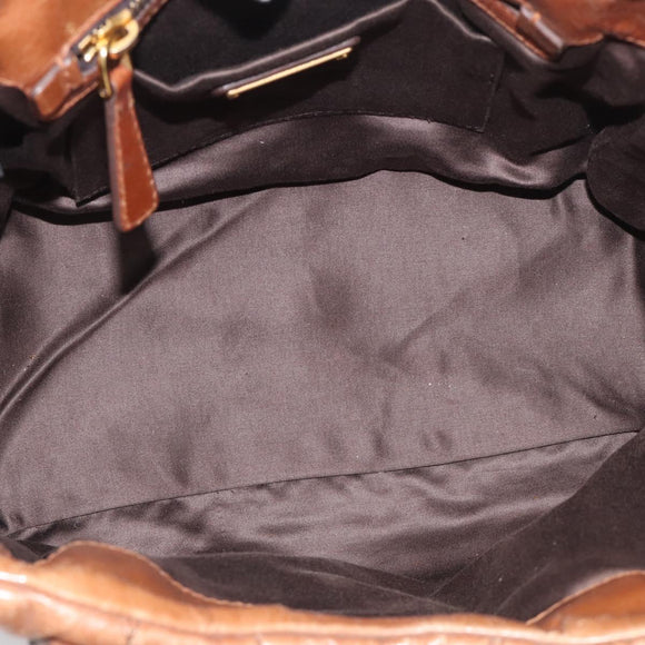 Miu Miu Matelasse Hand Bag Vitellolux 2way Brown Gold Auth 210718V