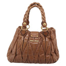 Miu Miu Matelasse Hand Bag Vitellolux 2way Brown Gold Auth 210718V-3
