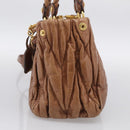 Miu Miu Matelasse Hand Bag Vitellolux 2way Brown Gold Auth 210718V-5