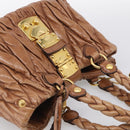 Miu Miu Matelasse Hand Bag Vitellolux 2way Brown Gold Auth 210718V-6