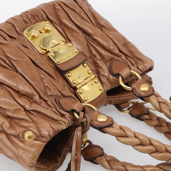 Miu Miu Matelasse Hand Bag Vitellolux 2way Brown Gold Auth 210718V