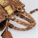 Miu Miu Matelasse Hand Bag Vitellolux 2way Brown Gold Auth 210718V-7