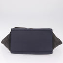 CELINE Trapeze Hand Bag Leather 2way Navy Gold Auth 210719V-11